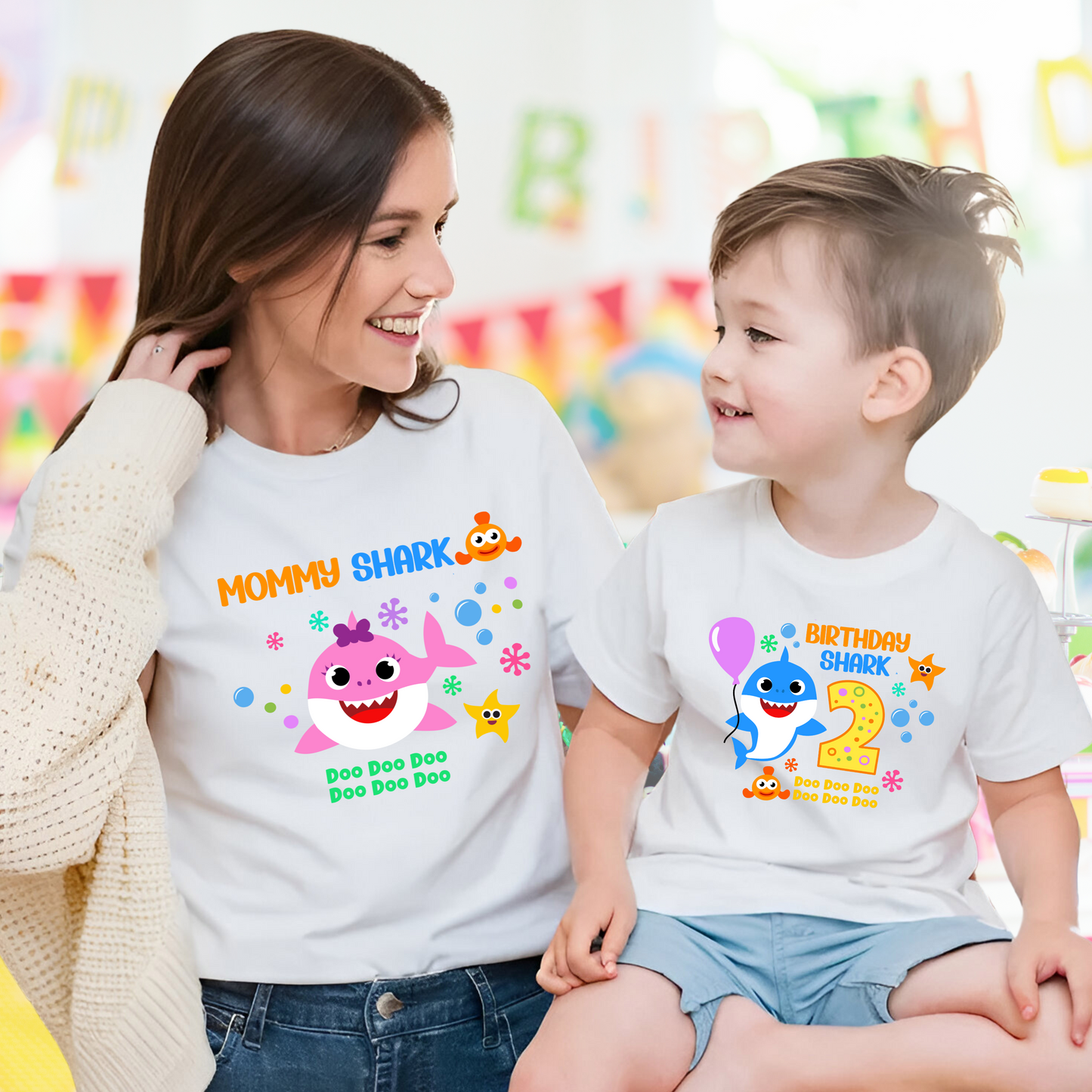 Custom *B.b.Shark* Birthday Shirt Unisex for Kids and Adults