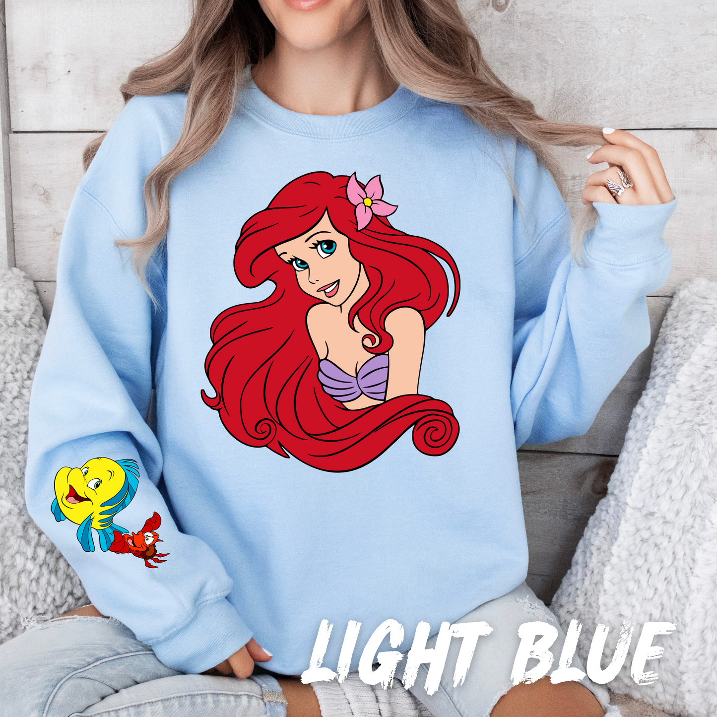 Mermaid Valentine Sweatshirt with sleeve design - Perfect Gift for Valentine’s Day
