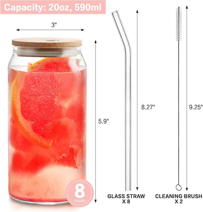 Daily Motivation Glass Cup 20oz with Glass Straw and Bamboo Lid Teacher gifts