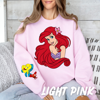 Mermaid Valentine Sweatshirt with sleeve design - Perfect Gift for Valentine’s Day