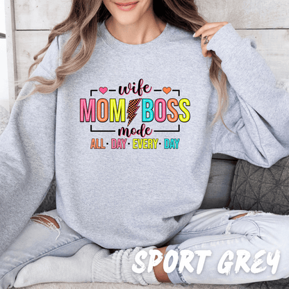 Funny Mom Sweatshirt Wife Mom Boss