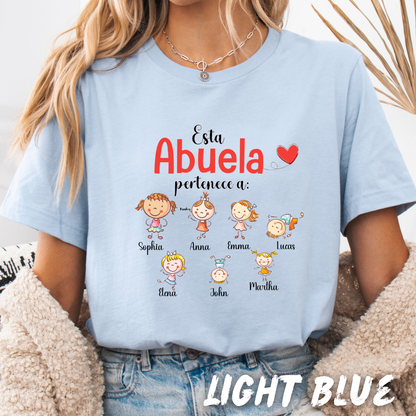 Custom Unisex "Abuela" Shirt with grandchild's names clipart