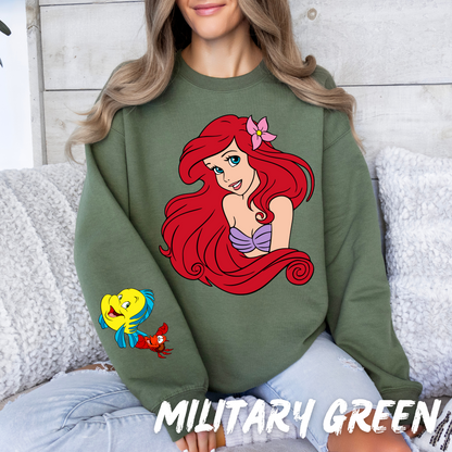 Mermaid Valentine Sweatshirt with sleeve design - Perfect Gift for Valentine’s Day