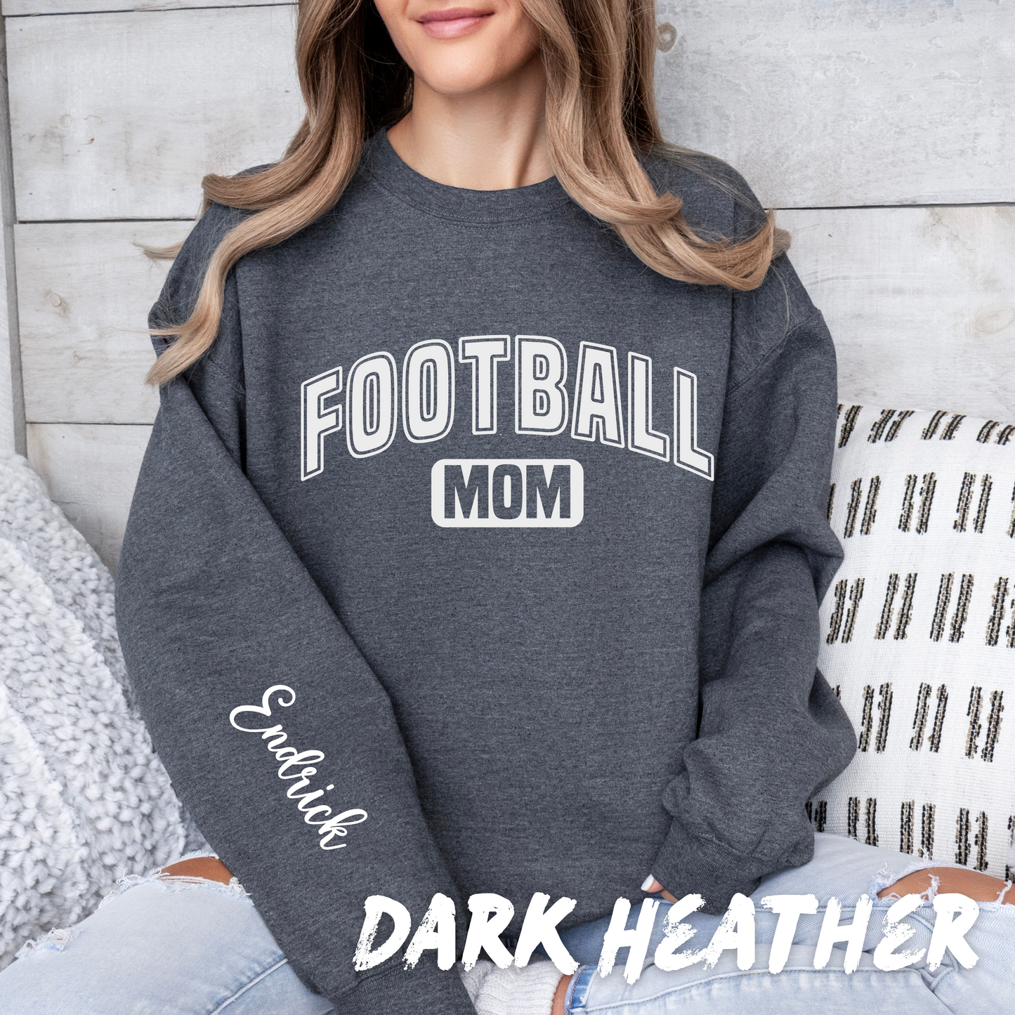 Personalized Football Mom Sweatshirts with name on sleeve