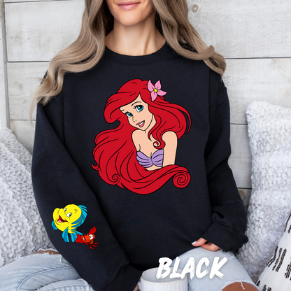 Mermaid Valentine Sweatshirt with sleeve design - Perfect Gift for Valentine’s Day