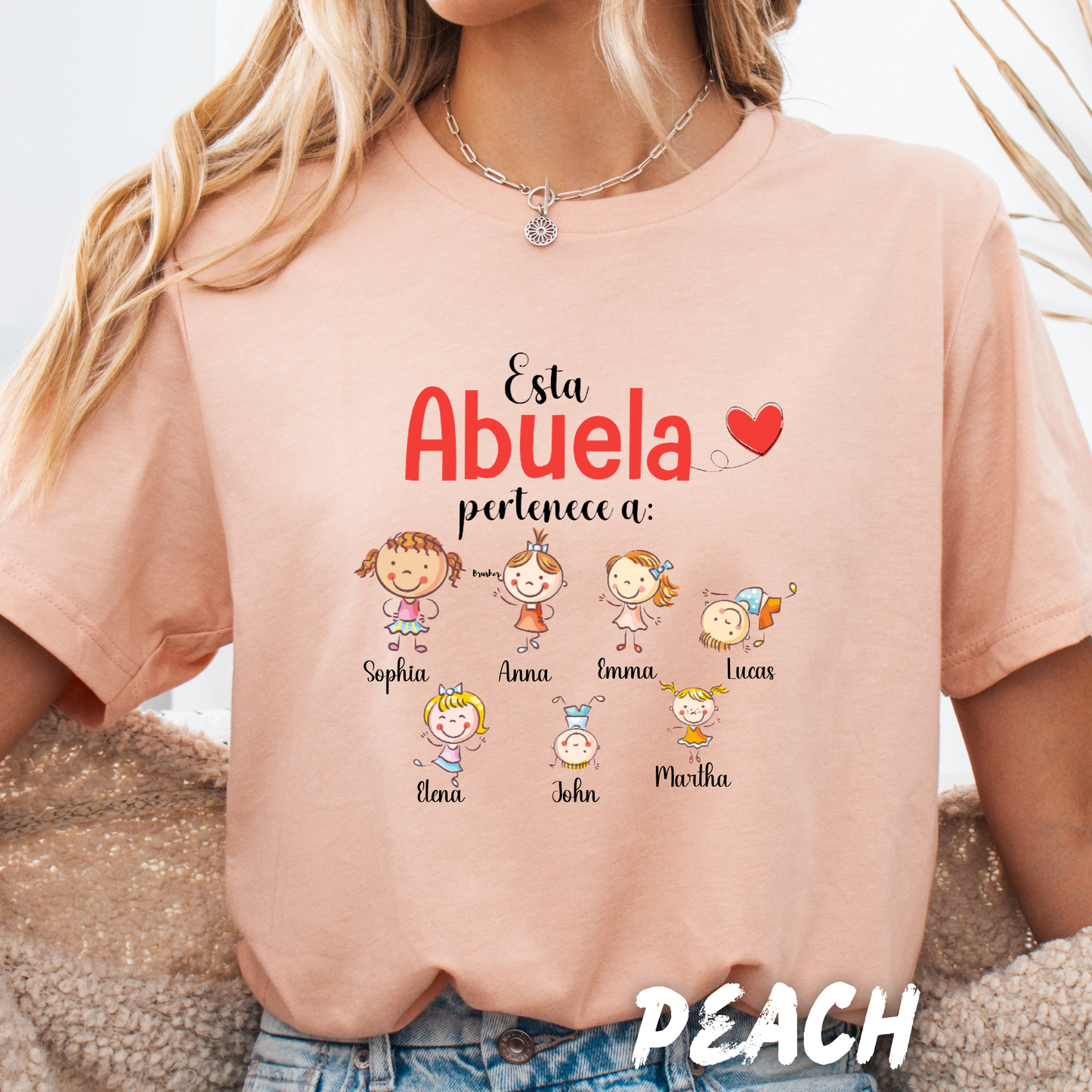 Custom Unisex "Abuela" Shirt with grandchild's names clipart