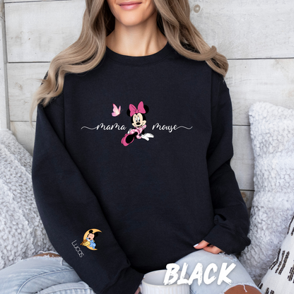 Custom Mama Mouse Sweatshirt with Custom Names on Sleeve