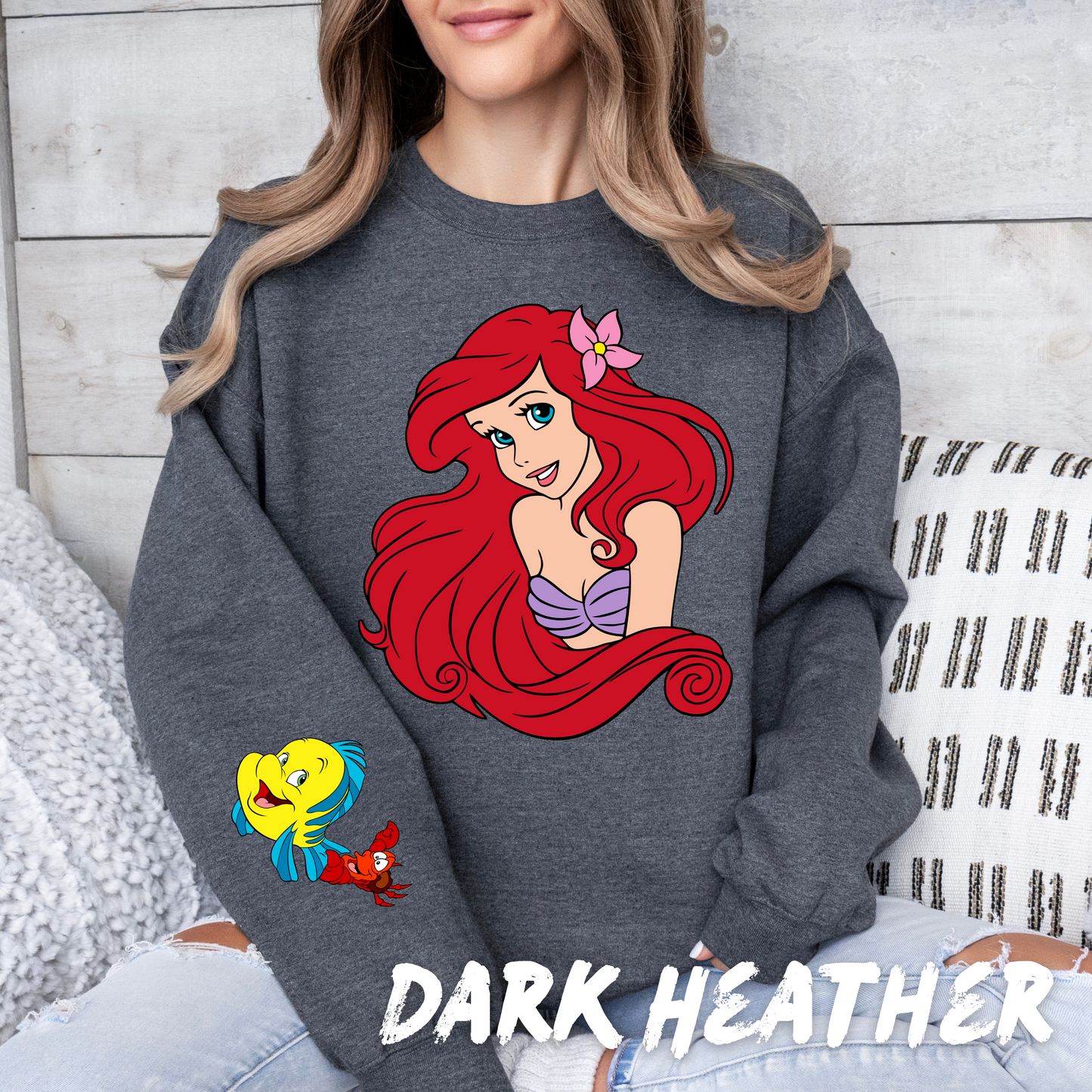 Mermaid Valentine Sweatshirt with sleeve design - Perfect Gift for Valentine’s Day