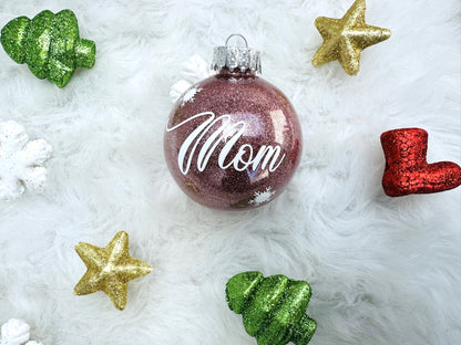 Personalized Glitter Christmas Ornaments - Custom Name Ornaments