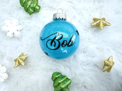 Personalized Glitter Christmas Ornaments - Custom Name Ornaments