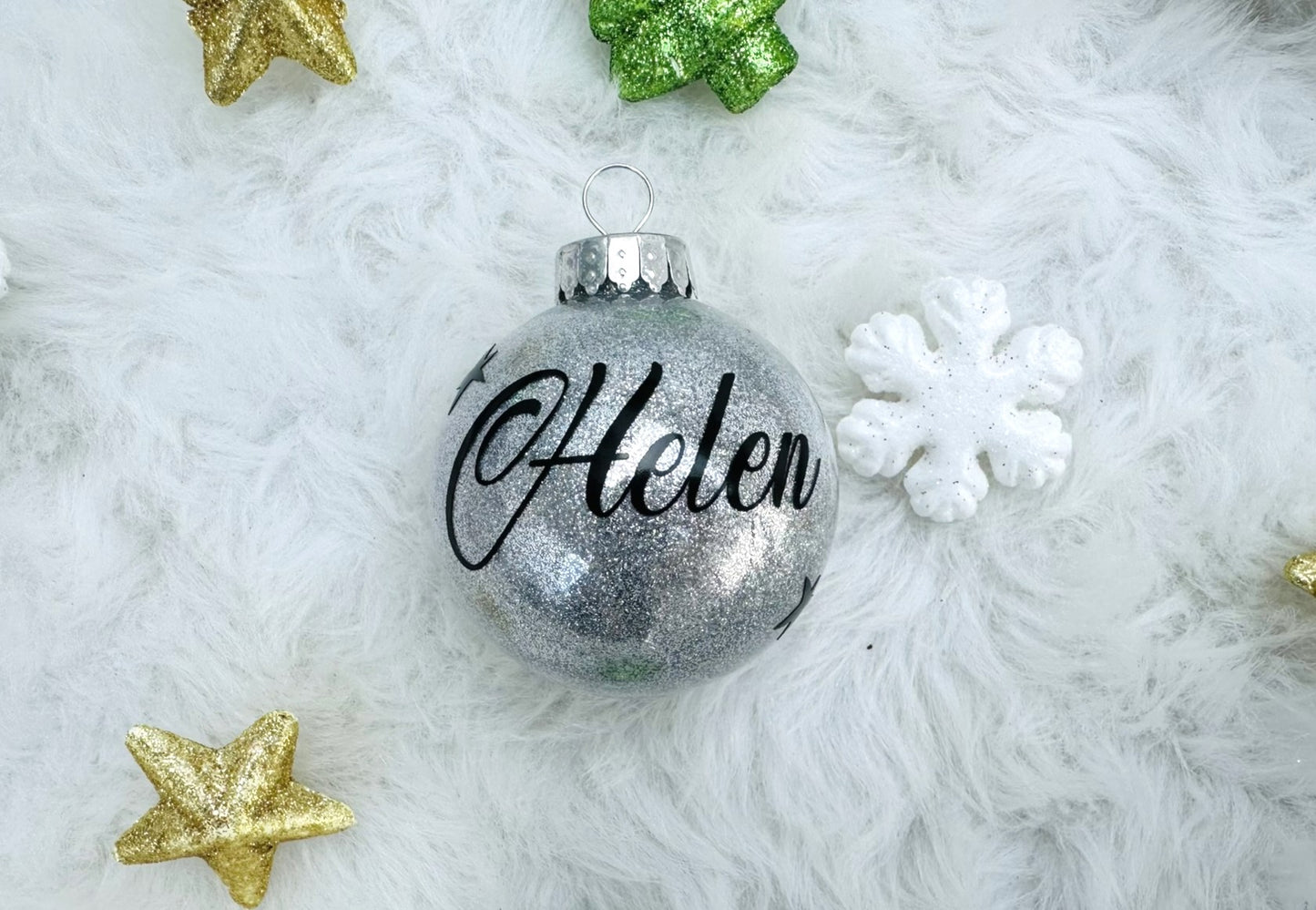 Personalized Glitter Christmas Ornaments - Custom Name Ornaments