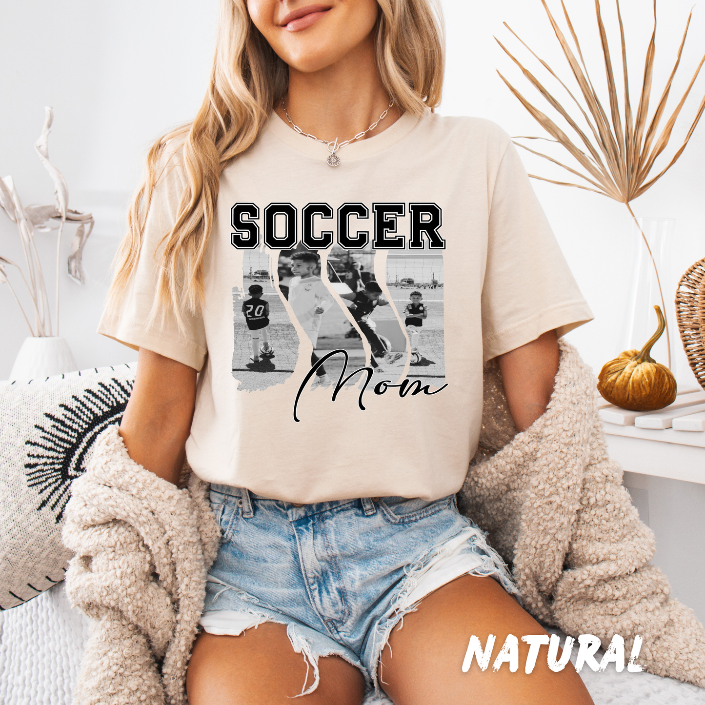 Custom Photo Collage Soccer Mom Shirt, Custom Sports Mama Tee, Unisex Fit T-Shirt