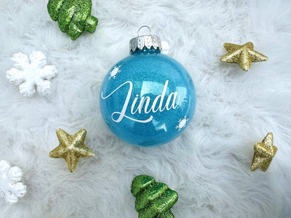 Personalized Glitter Christmas Ornaments - Custom Name Ornaments