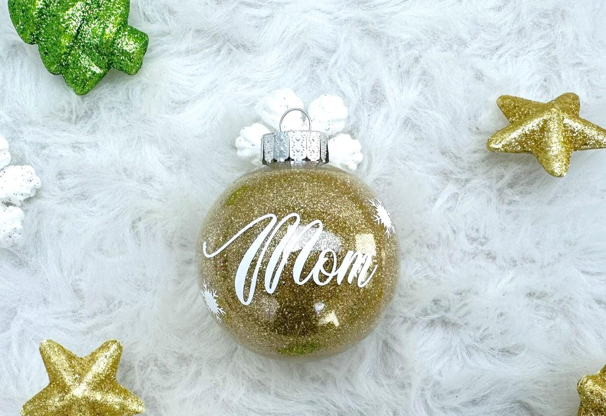 Personalized Glitter Christmas Ornaments - Custom Name Ornaments - Unique Christmas Gifts
