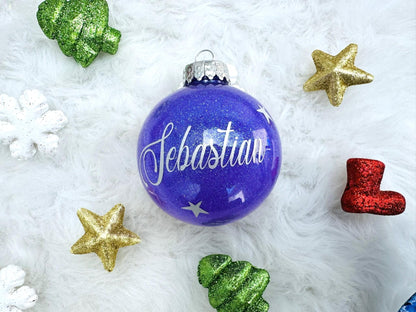 Personalized Glitter Christmas Ornaments - Custom Name Ornaments - Unique Christmas Gifts