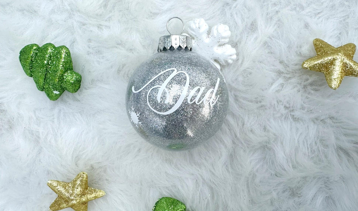 Personalized Glitter Christmas Ornaments - Custom Name Ornaments - Unique Christmas Gifts