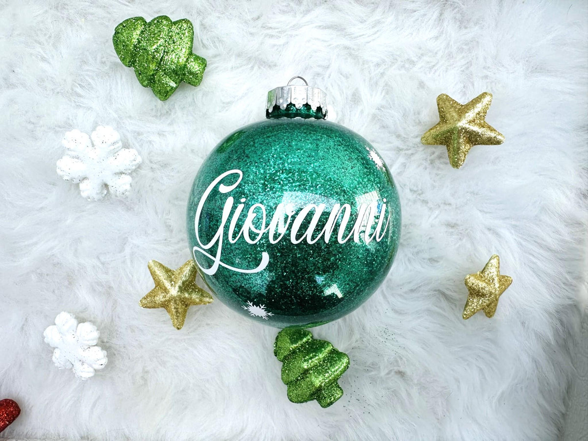Personalized Glitter Christmas Ornaments - Custom Name Ornaments - Unique Christmas Gifts