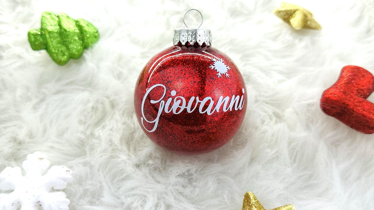 Personalized Glitter Christmas Ornaments - Custom Name Ornaments - Unique Christmas Gifts