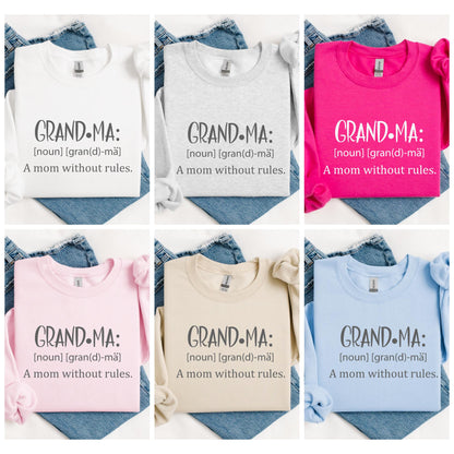 Funny Grandma Sweatshirt - Grandma Definition Crewneck - Birthday Gift for Grandma - Cozy Grandma Apparel - Cute Grandma Shirt