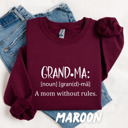 Funny Grandma Sweatshirt - Grandma Definition Crewneck - Birthday Gift for Grandma - Cozy Grandma Apparel - Cute Grandma Shirt