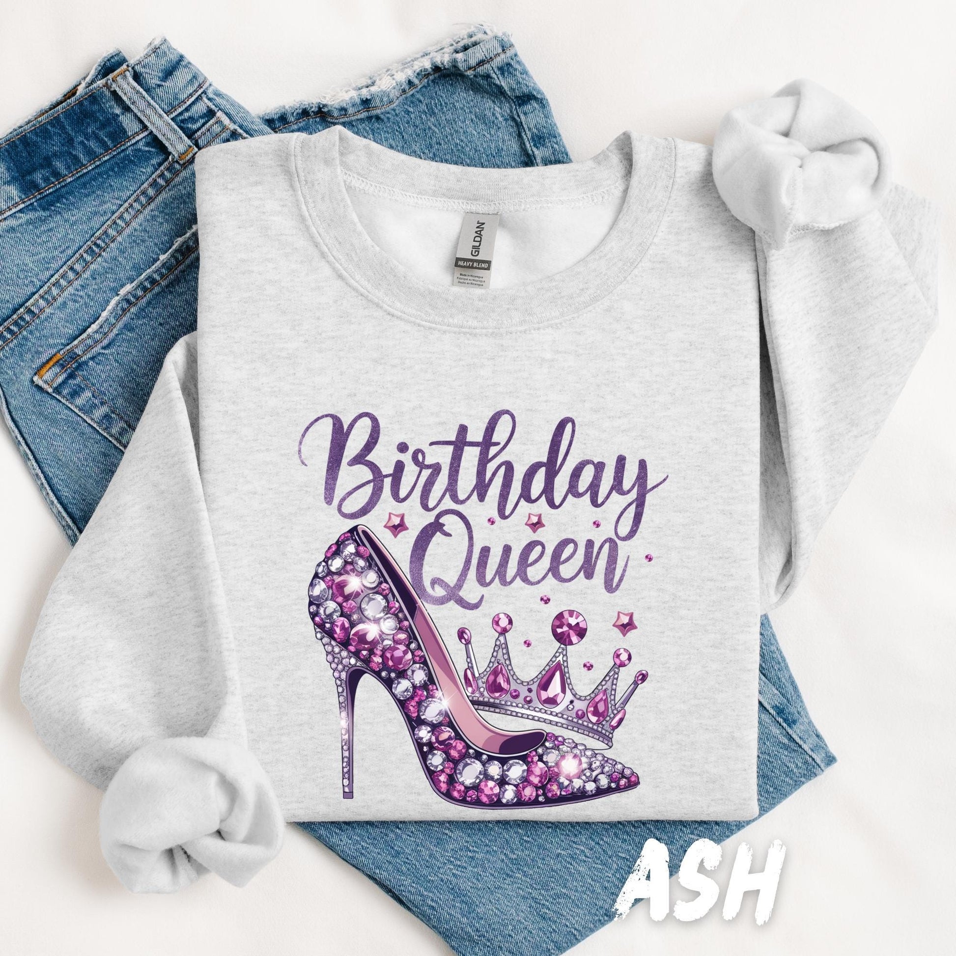 Birthday Queen Shirt - Sparkly Birthday Tee - High Heel & Crown Birthday Shirt- Cute Birthday Shirt for Women - Gift for Her - Party Shirt