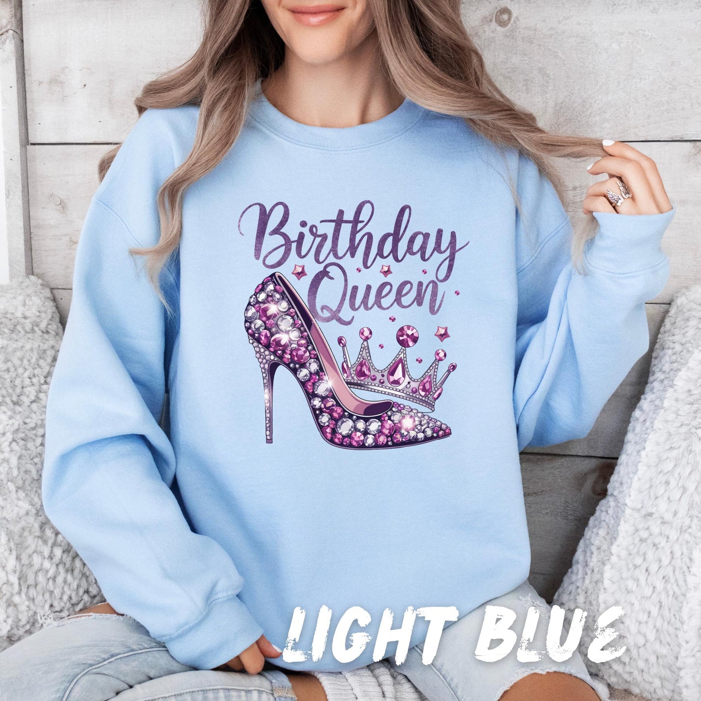 Birthday Queen Shirt - Sparkly Birthday Tee - High Heel & Crown Birthday Shirt- Cute Birthday Shirt for Women - Gift for Her - Party Shirt