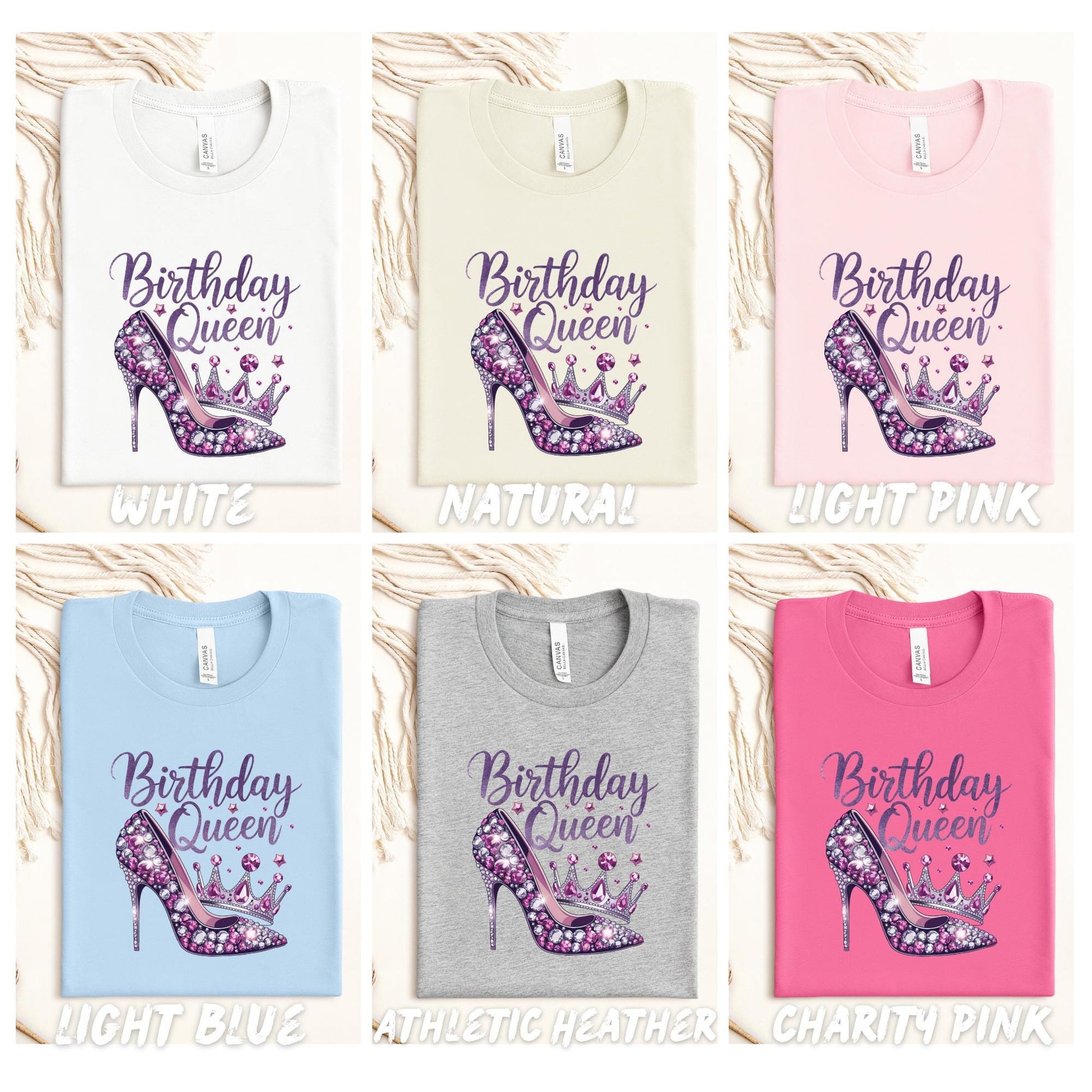 Birthday Queen Shirt - Sparkly Birthday Tee - High Heel & Crown Birthday Shirt- Cute Birthday Shirt for Women - Gift for Her - Party Shirt