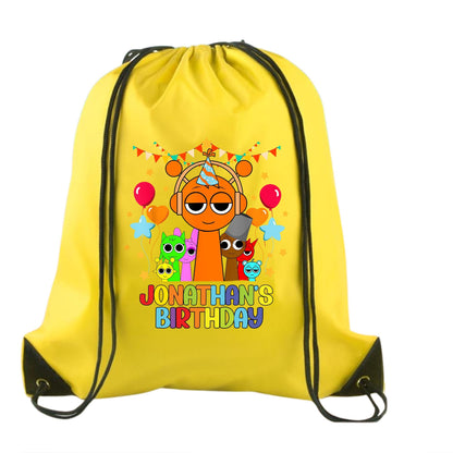 Personalized Sprunki Drawstring Backpack – Custom Sprunki Birthday Party Favor Bag - Sprunki Birthday Backpack - Sprunki Birthday Party Gift