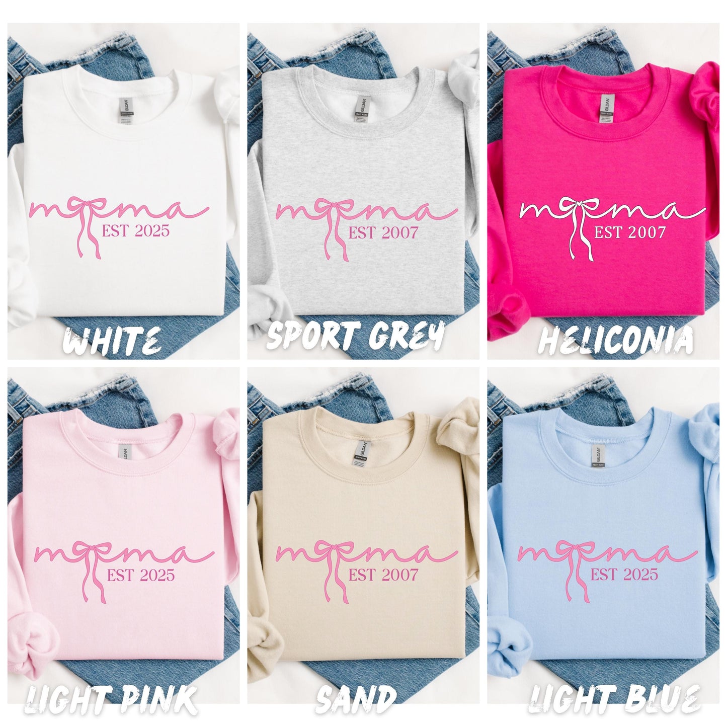 Personalized Mama Sweatshirt EST Year Custom Crewneck - New Mom Gift - Mothers Day Sweater - Baby Announcement Sweatshirt Custom Name Sleeve