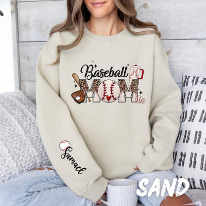 Personalized Baseball Mom Sweatshirt - Custom Name Sleeve - Softball Mom Shirt - Sports Mom Gift - Game Day Sweatshirt - Custom Team Shirt