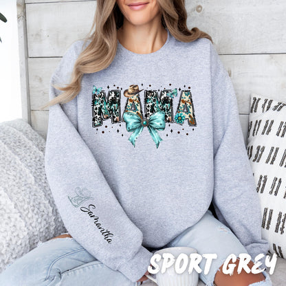 Personalized Western Mama Sweatshirt, Cowgirl Mama Crewneck, Coquette Mama Sweatshirt, Custom Mama Gift, Western Mom Sweatshirt, Rodeo Mom