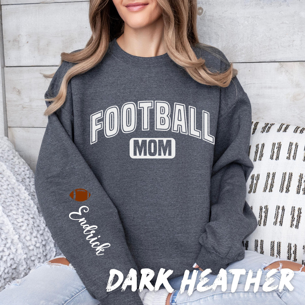 Custom Football Mom Sweatshirt – Personalized Name & Football Crewneck – Game Day Sweater – Sports Mom Gift – Team Spirit Sweater