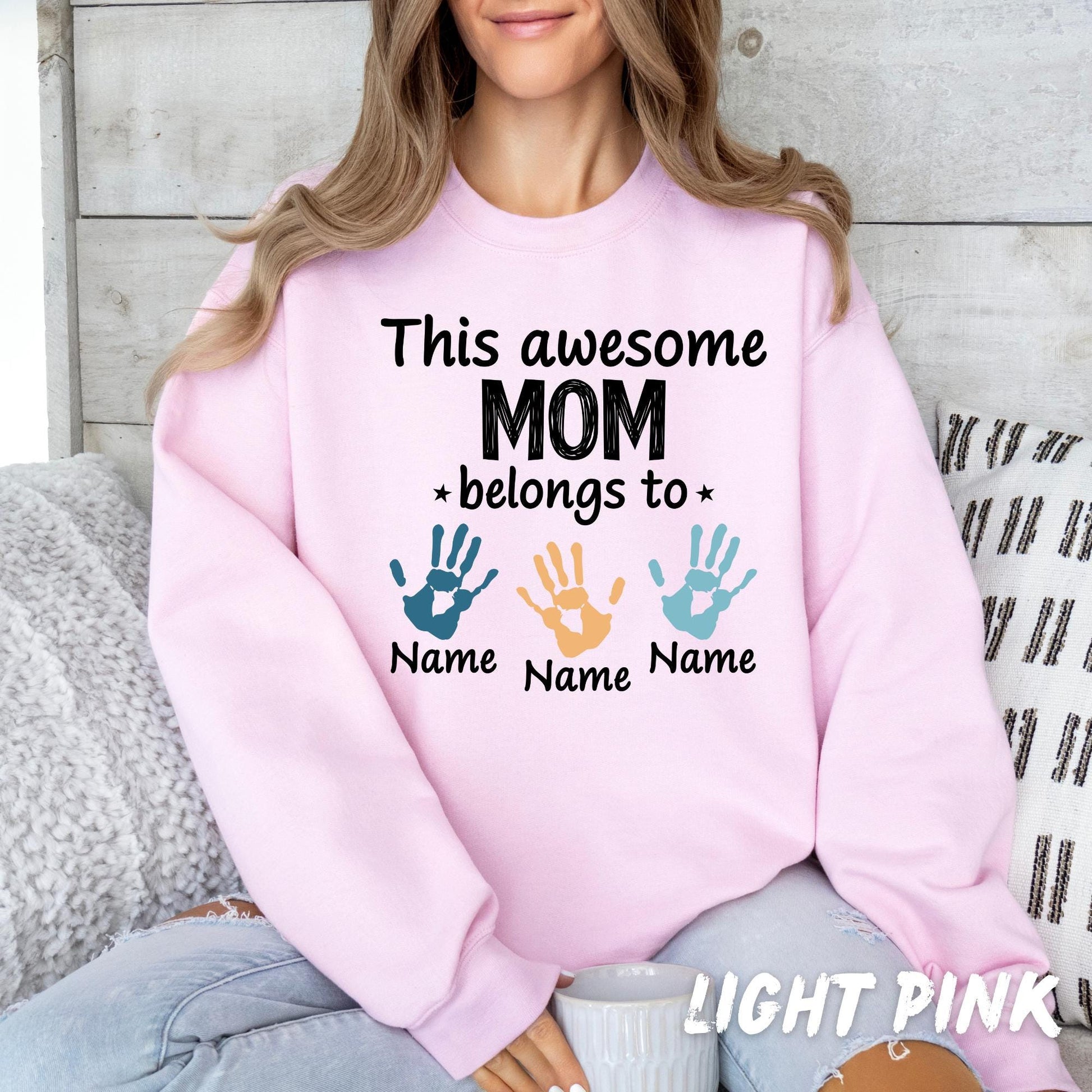 Personalized Mom Sweatshirt, This Awesome Mom Belongs To Crewneck, Custom Kids Names Sweatshirt, Mother's Day Gift for Mom, Mama Gift