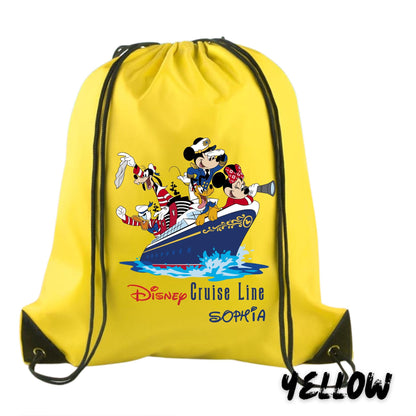 Personalized Disney Cruise Backpack - 16.5" x 13.3" Polyester Drawstring Bag - Custom Cruise Bag for Kids