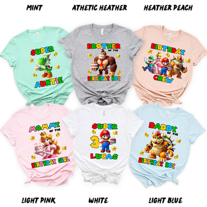 Custom Super Mario Birthday Shirts Personalized Super Mario Family Birthday Shirt, Mario Birthday Shirt, Super Mario Birthday Party Gift