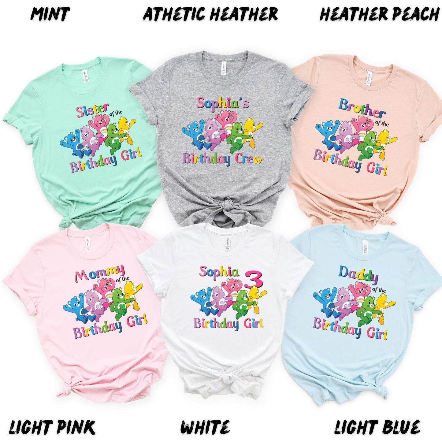 Care Bears Birthday Shirt Personalized – Custom Care Bears Birthday Girl Tee – Matching Family Birthday Crew Shirts – Care Bears Gift