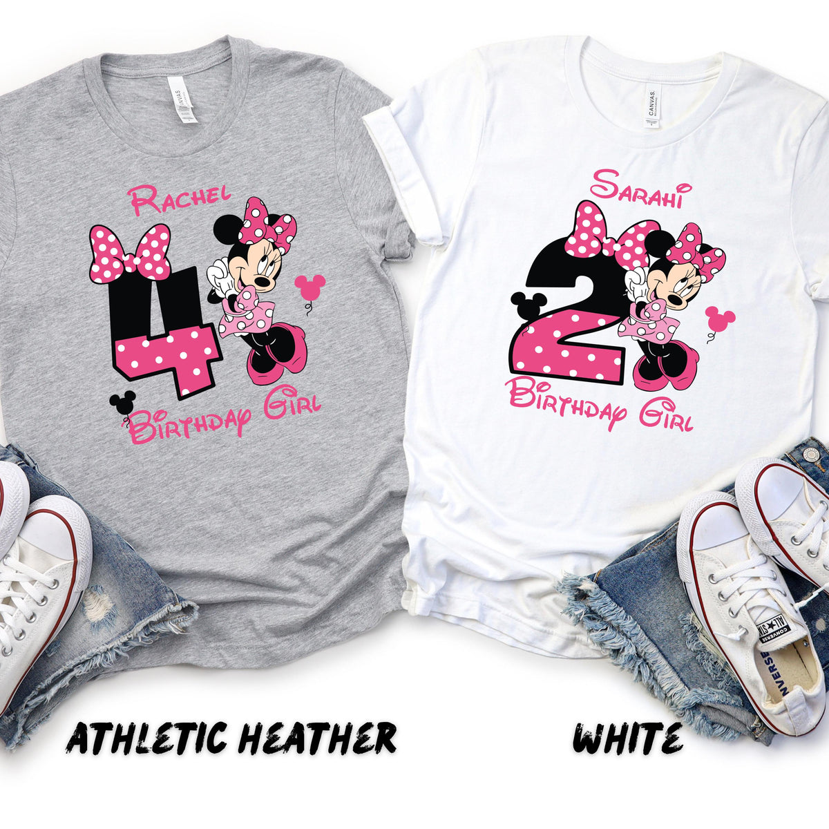 Custom Minnie Mouse Birthday Girl Shirt with Custom Name and Age – Personalized Toddler Birthday Shirt – Minnie Mouse Party Gift