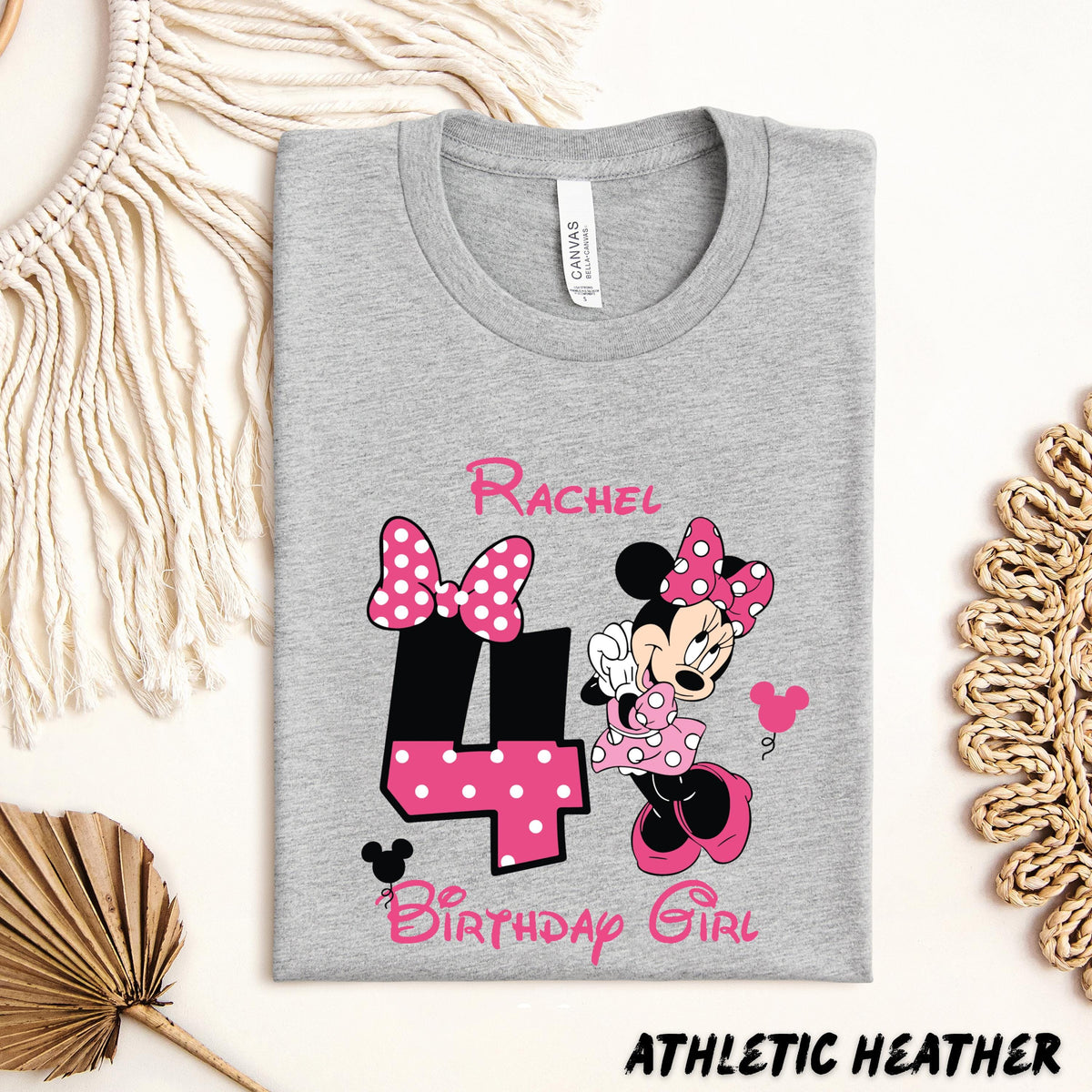 Custom Minnie Mouse Birthday Girl Shirt with Custom Name and Age – Personalized Toddler Birthday Shirt – Minnie Mouse Party Gift