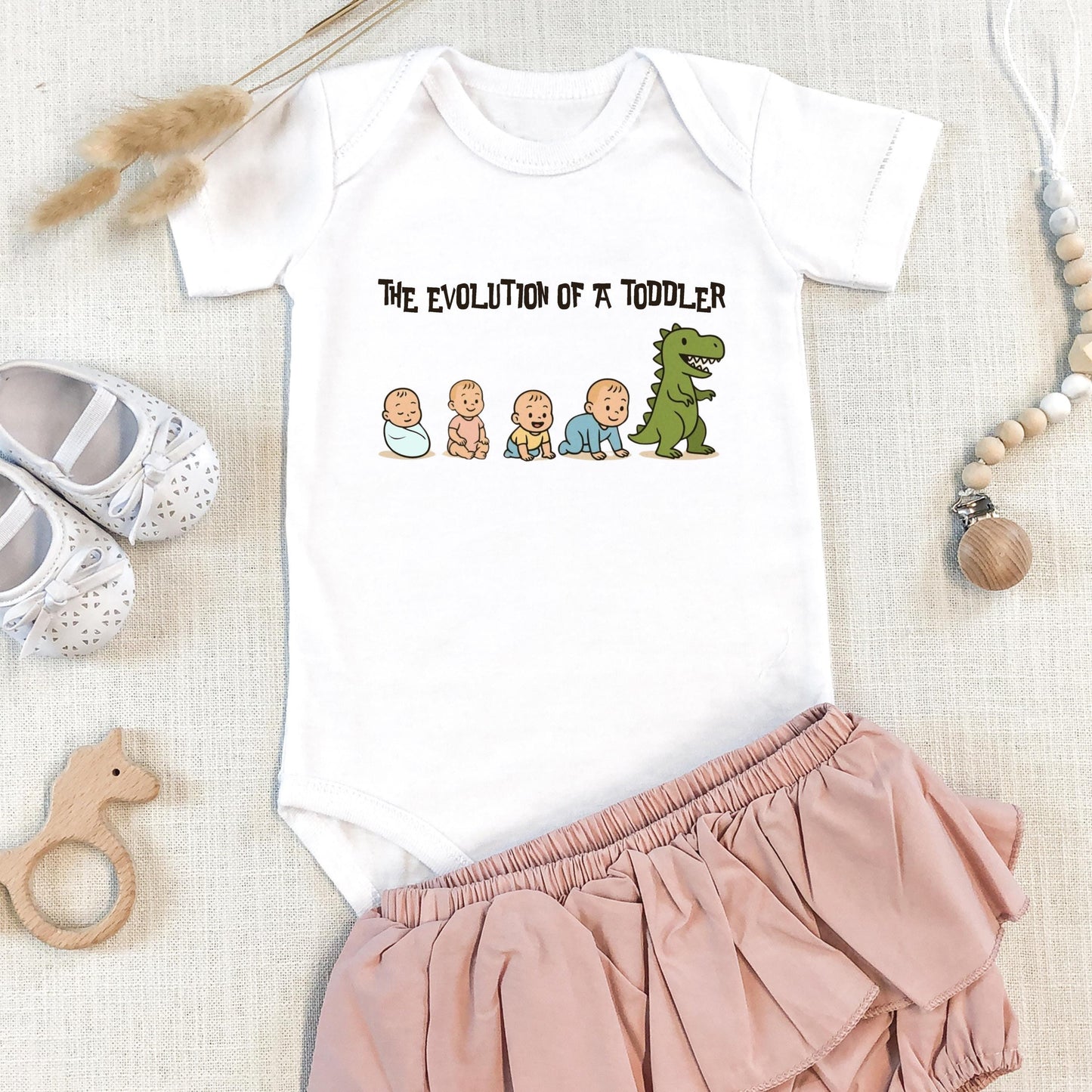 Funny Toddler Evolution Shirt | Baby to Dinosaur T-Shirt | Cute Toddler Tee | Baby Milestone Gift | Unisex Kids Shirt | New Parent Gift