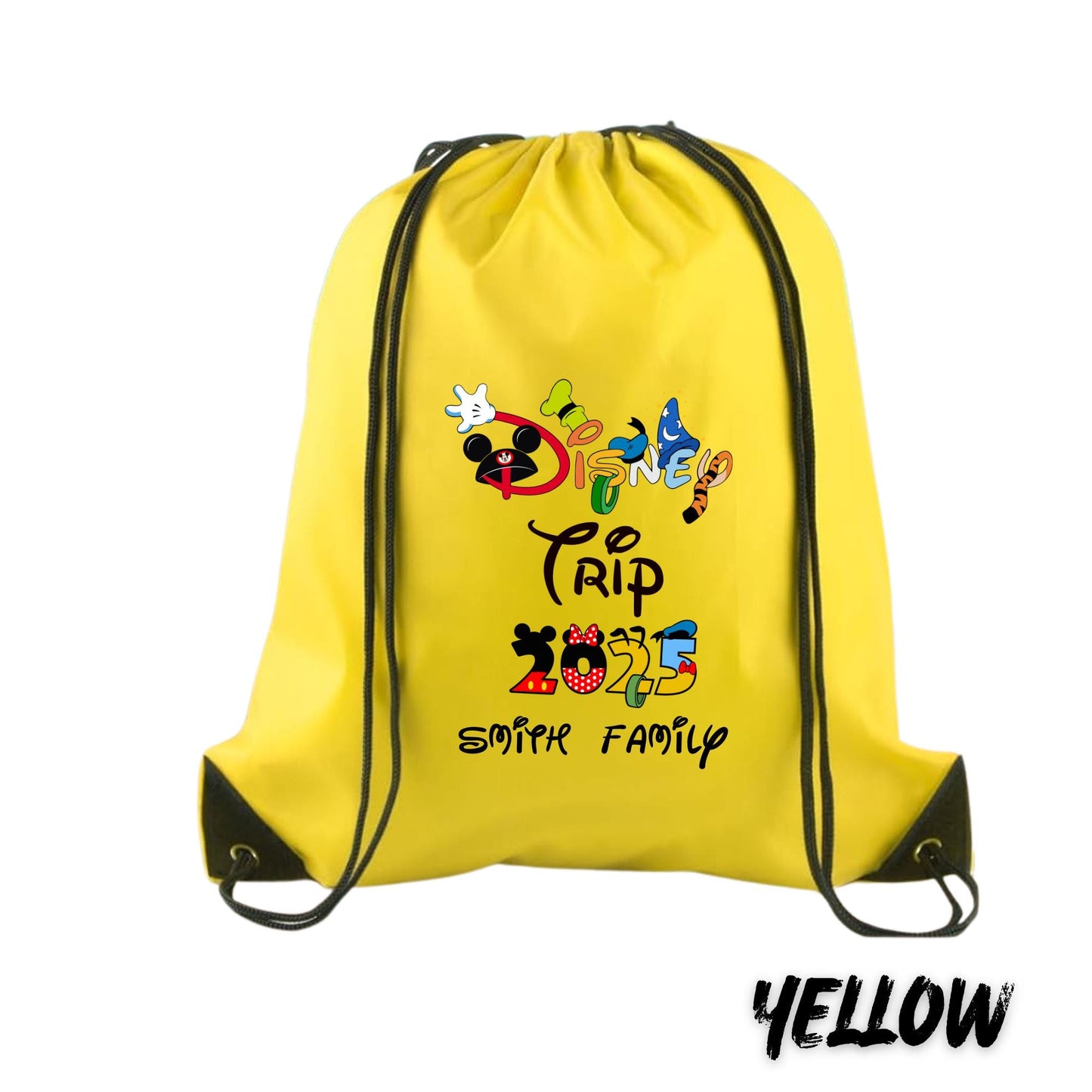 Personalized Disney Trip Backpack – Custom Disney Drawstring Backpack | Family Vacation Bag | Mickey Ears Backpack | Disney Travel Gift