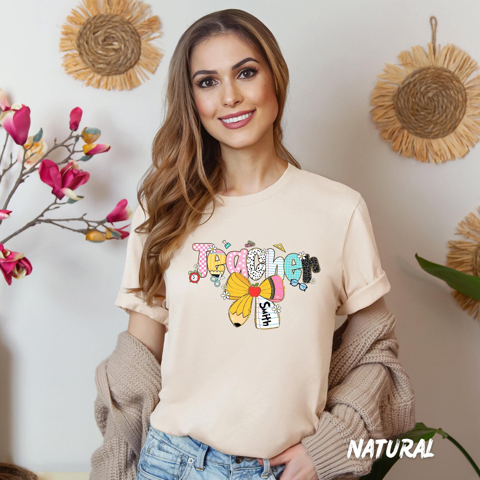 Personalized Teacher Shirt – Custom Name Teacher Tee – Back to School Shirt for Women – Teacher Appreciation Gift – First Day of School Tee