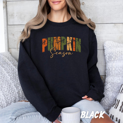 Pumpkin Season Sweatshirt – Unisex Fall Pullover for Adults & Kids – Cozy Autumn Sweater – Thanksgiving Shirt – Distressed Fall Outfit