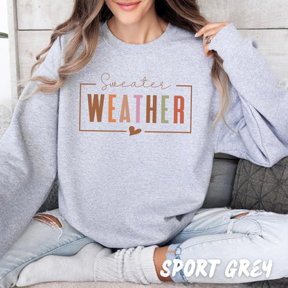 Sweater Weather Sweatshirt – Unisex Fall Pullover for Adults & Kids – Cozy Autumn Sweater – Cute Thanksgiving Outfit