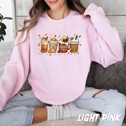 Pumpkin Spice Coffee Sweatshirt – Fall Coffee Lover Shirt – Unisex Autumn Pullover for Adults & Kids – Cute Latte Lover Sweater – Fall Shirt