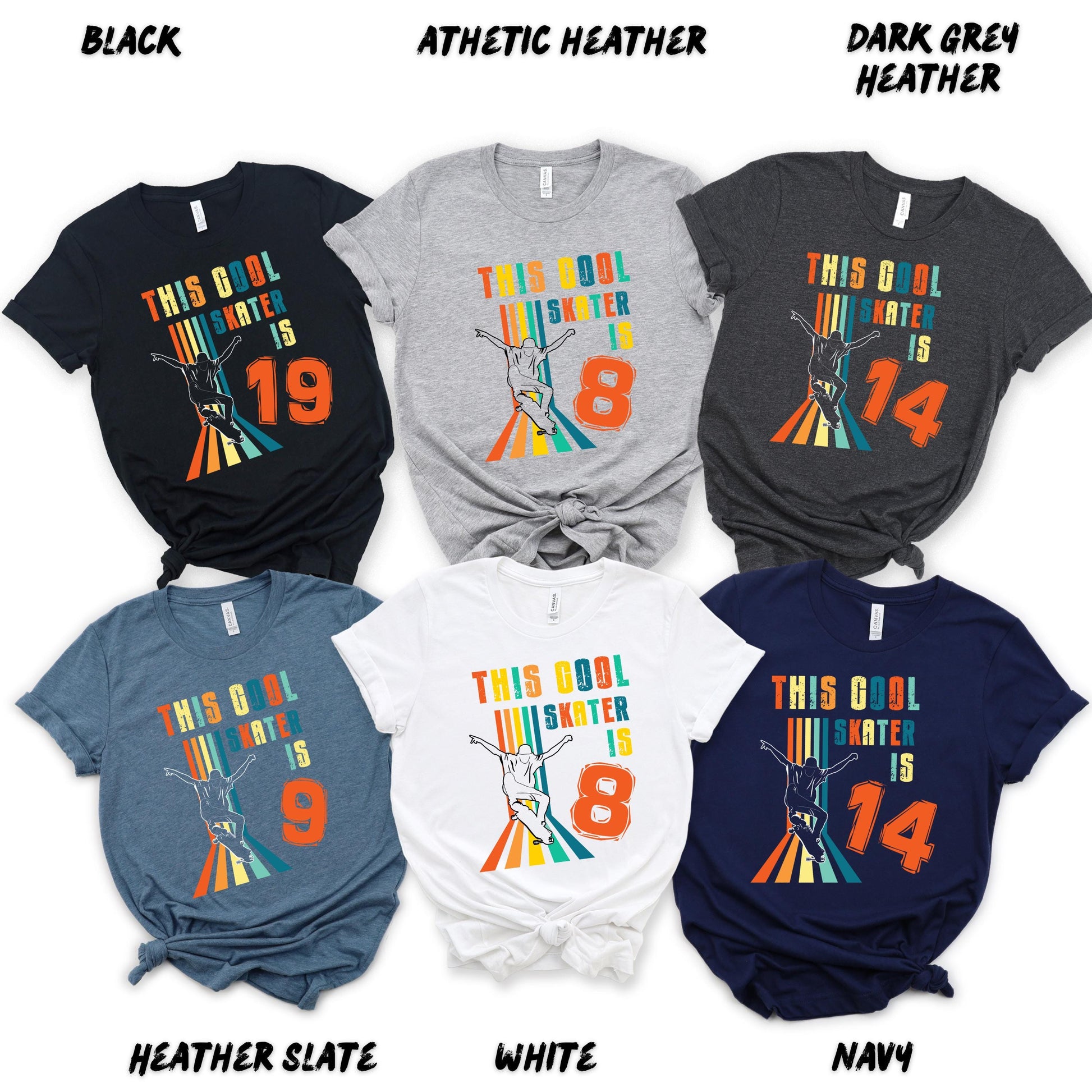 Skater Birthday Shirt Custom Age Skateboarder Tee for Boys, Retro Skateboarding Birthday T-Shirt, Personalized Skateboarding Gift