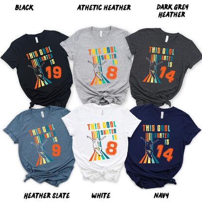 Skater Birthday Shirt Custom Age Skateboarder Tee for Boys, Retro Skateboarding Birthday T-Shirt, Personalized Skateboarding Gift
