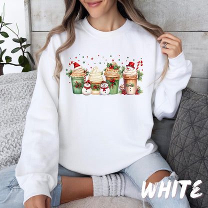 Christmas Coffee Sweatshirt – Holiday Latte Lover Shirt – Cute Snowman Cocoa Sweater – Unisex Cozy Xmas Pullover – Winter Coffee Gift