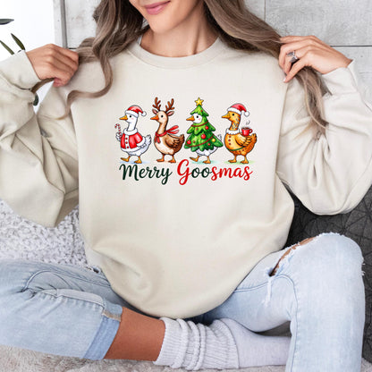 Merry Goosmas Sweatshirt – Funny Christmas Goose Shirt – Cute Holiday Pullover – Unisex Xmas Sweater – Goose Lover Gift Idea