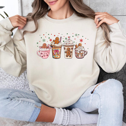 Gingerbread Mug Sweatshirt – Cute Christmas Cocoa Sweater – Holiday Coffee Shirt – Unisex Festive Pullover – Hot Chocolate Gift Tee