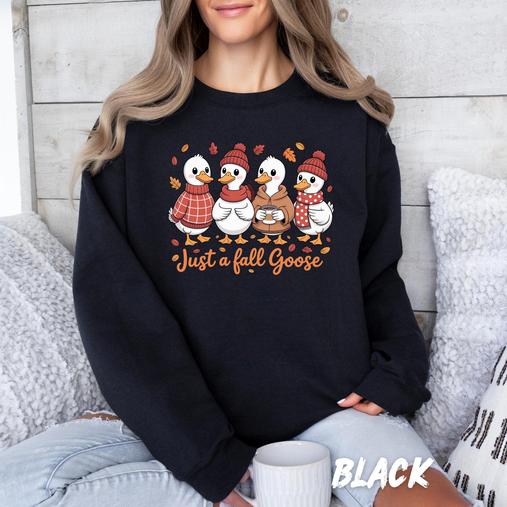 Just a Fall Goose Sweatshirt | Cute Fall Goose Crewneck | Autumn Duck Sweater | Cozy Thanksgiving Pullover | Fall Animal Lover Gift